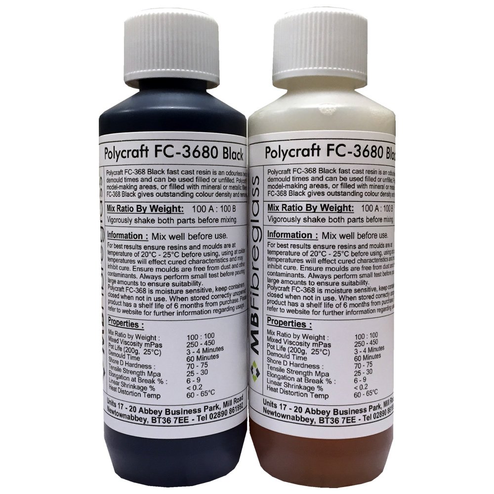 Polycraft FC3680 Black Polyurethane Casting Resin - 500g Kit (Pre-Pigmented)