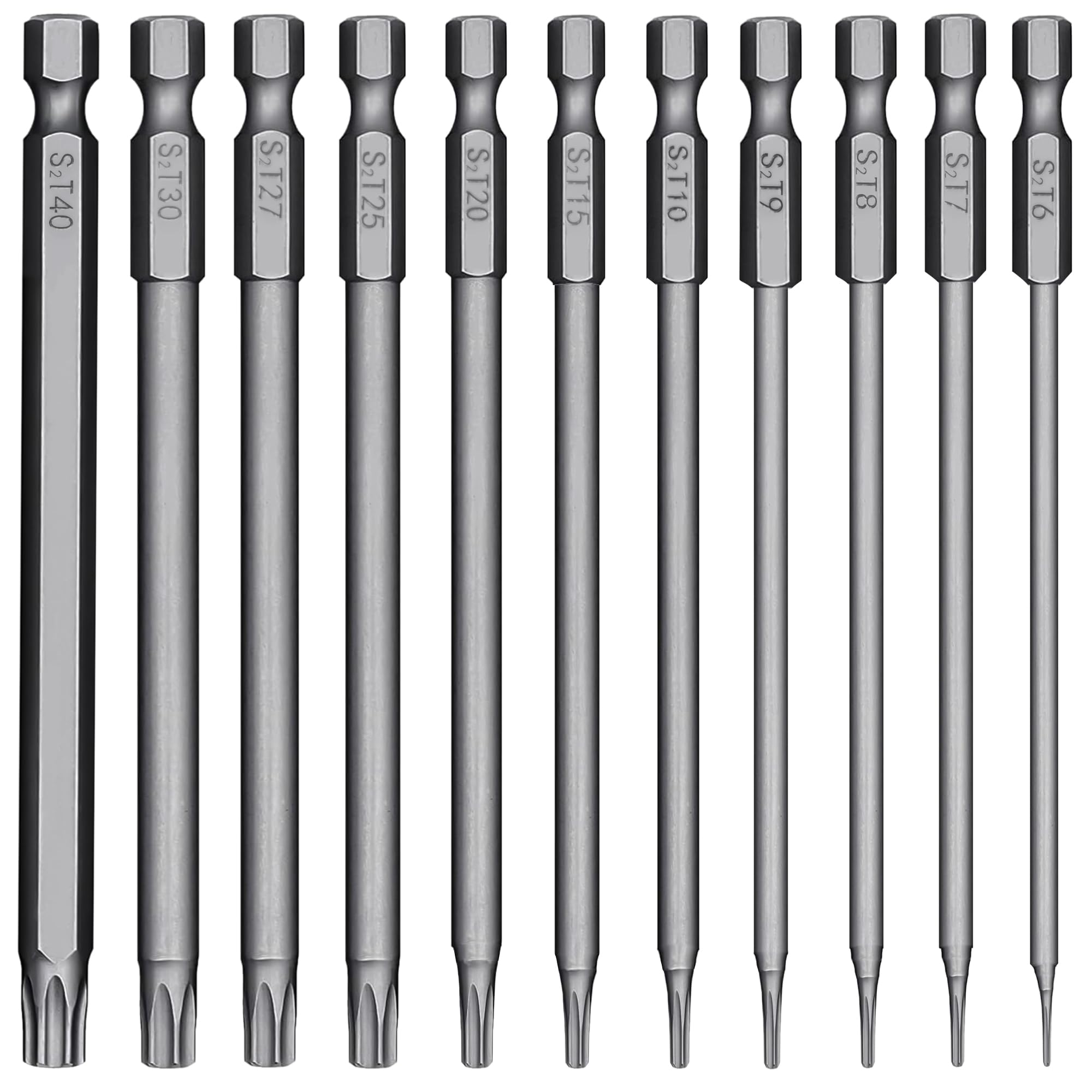 Set 11 Bit Torx Di Sicurezza 100 Mm | Punta Magnetica | Da 1/4" | T6-T40 | Per Cacciaviti Elettrici - Foto 8