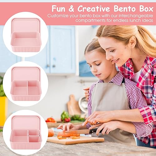 Miniatura 4 de Lonchera Bento para niños, lonchera reutilizable de silicona para niños, contenedor de almuerzo a prueba de fugas, contenedor de almacenamiento de