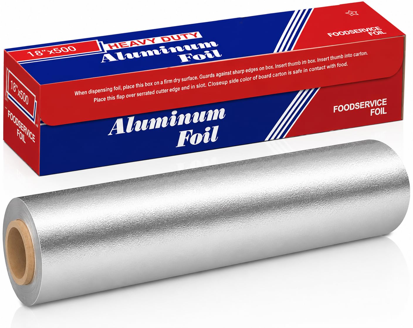 Papel de aluminio resistente, 18 pulgadas x 500 pies, grado industrial comercial, servicio de alimentos, envoltorio, grueso a granel, rollo muy resistente, 1-Paquete De