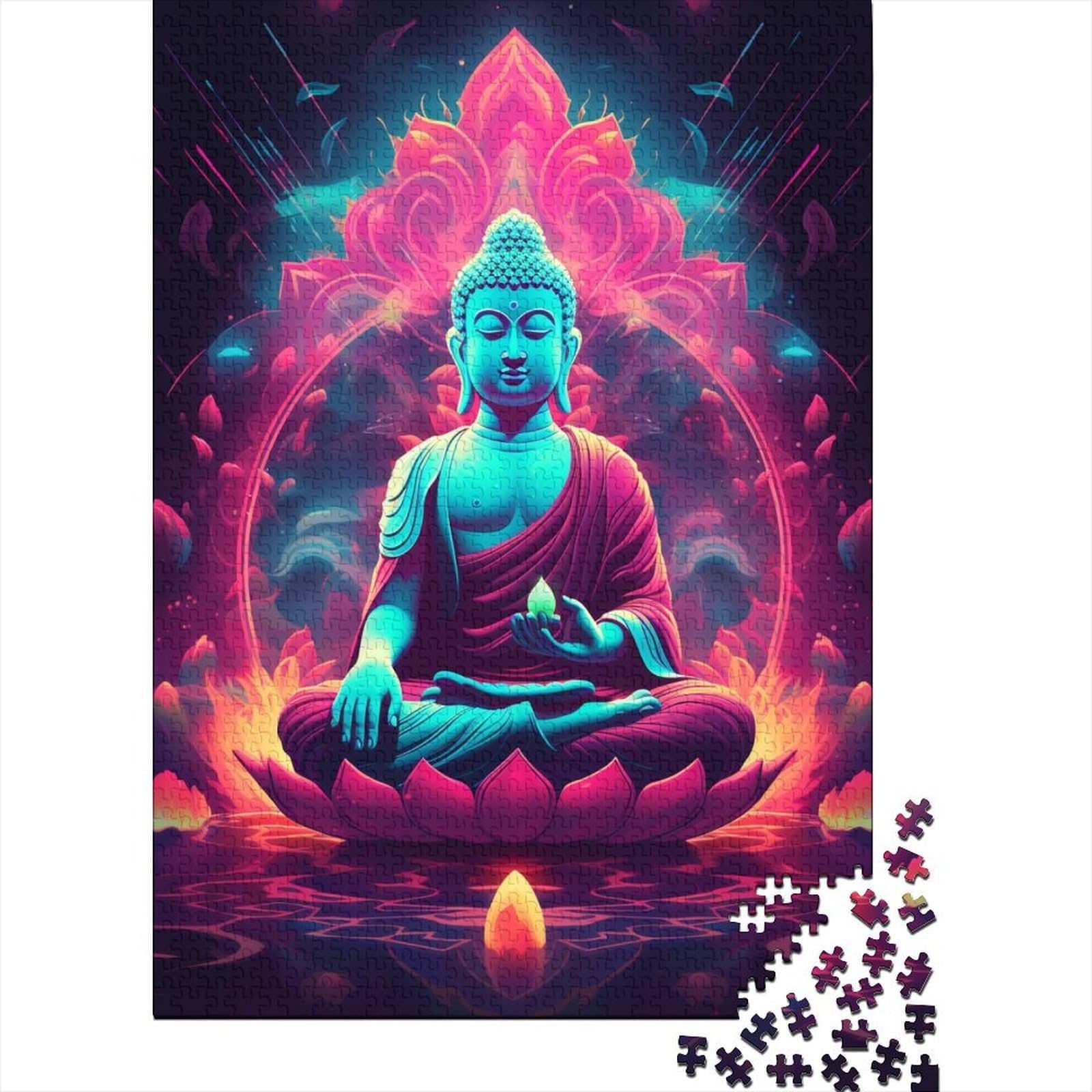 Meditation Buddha Artistic Style 1000 Piece Jigsaw Puzzle Paper Jigsaw Puzzle for Adults Relaxing Mindful Home Decor Gift 70x50cm/1000pcs