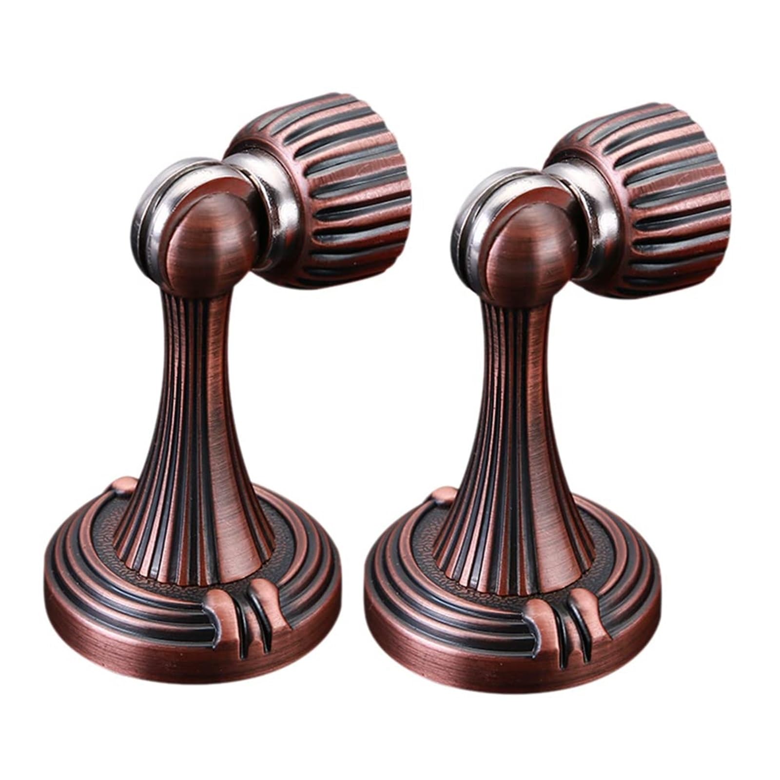 Luercher Rot Door Stop Door Stopper 2 Pack Magnetic, Zinc Alloy Brushed Door Stops Floor Mounted, Magnet Metal Soft-Catch(Rot)