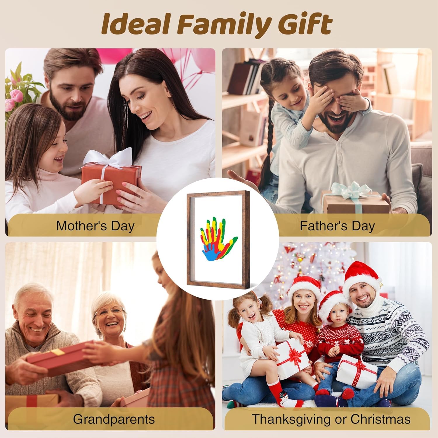 Kit per impronte di mani, cornice per ricordi fai da te, kit di ornamenti per stampe a mano, regali di famiglia per nonni, neogenitori, festa della mamma, festa del papà, compleanno