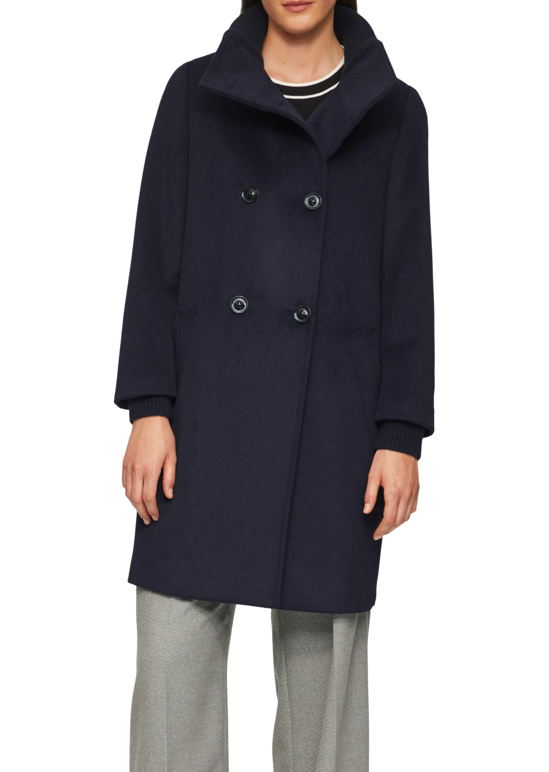 s.Oliver Wollmantel mit geripptem Stehkragen