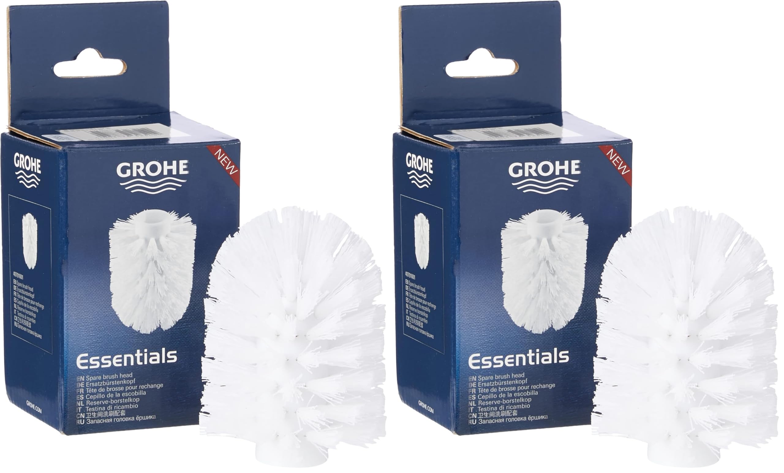GROHE Essentials - Ersatzbürstenkopf (Original Ersatzteil, Langlebig, Robust, Herstellergarantie: 5 Jahre), weiß, 40791001 (Packung mit 2)