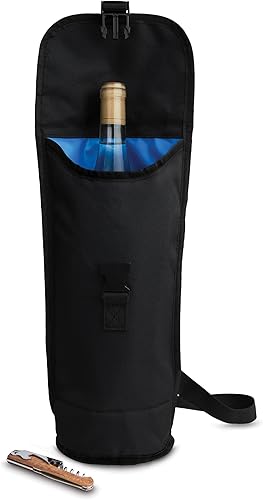 Miniatura 6 de PackIt Bolsa de vino congelable, negra, fabricada con tecnología ECOFREEZE, plegable, reutilizable, correa de hombro con cierre de hebilla, perfecta