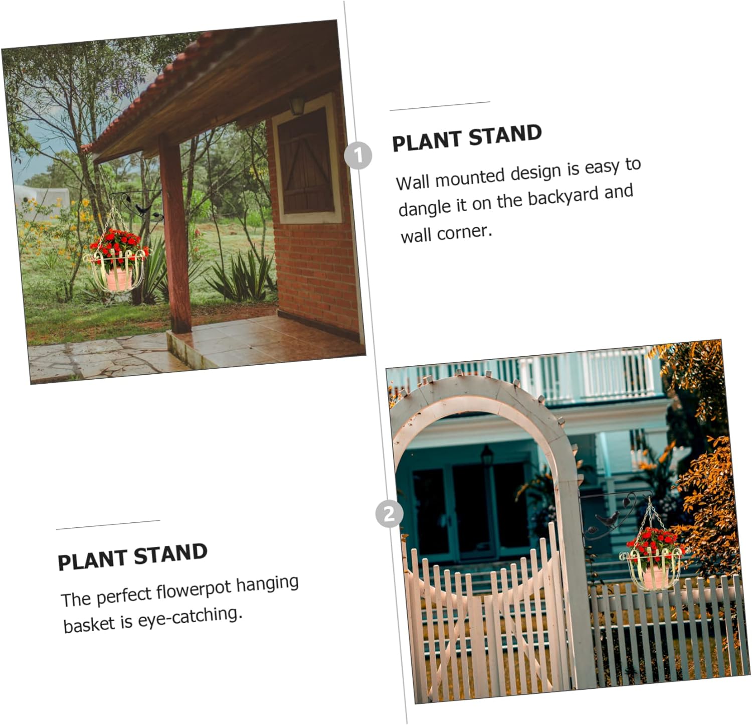 POPETPOP 2pcs Heavy Duty Wrought Iron Wall-Mounted Plant Brackets Vintage Style Hanging Plant Holders for Flower Resistant Design