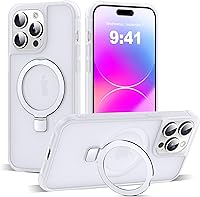 Vista 20 de Funda de grado militar compatible con iPhone 14 Plus de 6.7 pulgadas, con soporte magnético invisible tipo anillo, compatible con MagSafe y gran