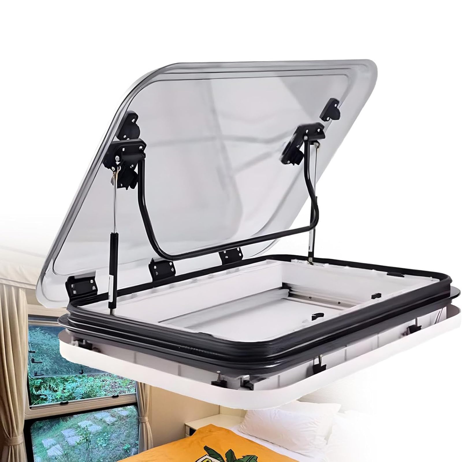 Clarobas Ventanas Autocaravanas, Escotilla Ventilación Techos Autocaravanas Y Caravanas, Claraboya Techo Furgoneta Camper, Con Toldo Y Mosquitera, Para Autocaravana, Caravana, Camper 500*500mm