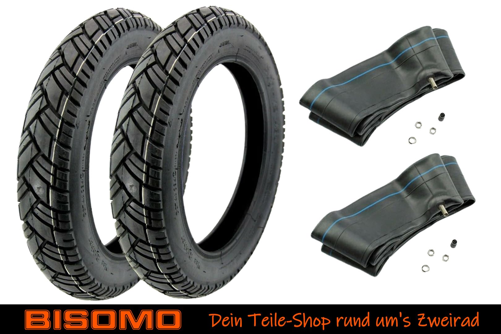 2 Reifen 2,75 x 16 Zoll VRM 094 Straßenprofil, 43J Vee Rubber inklusive Schlauch 2,50-2,75 x 16 Zoll, TR4 Ventil gerade für Simson