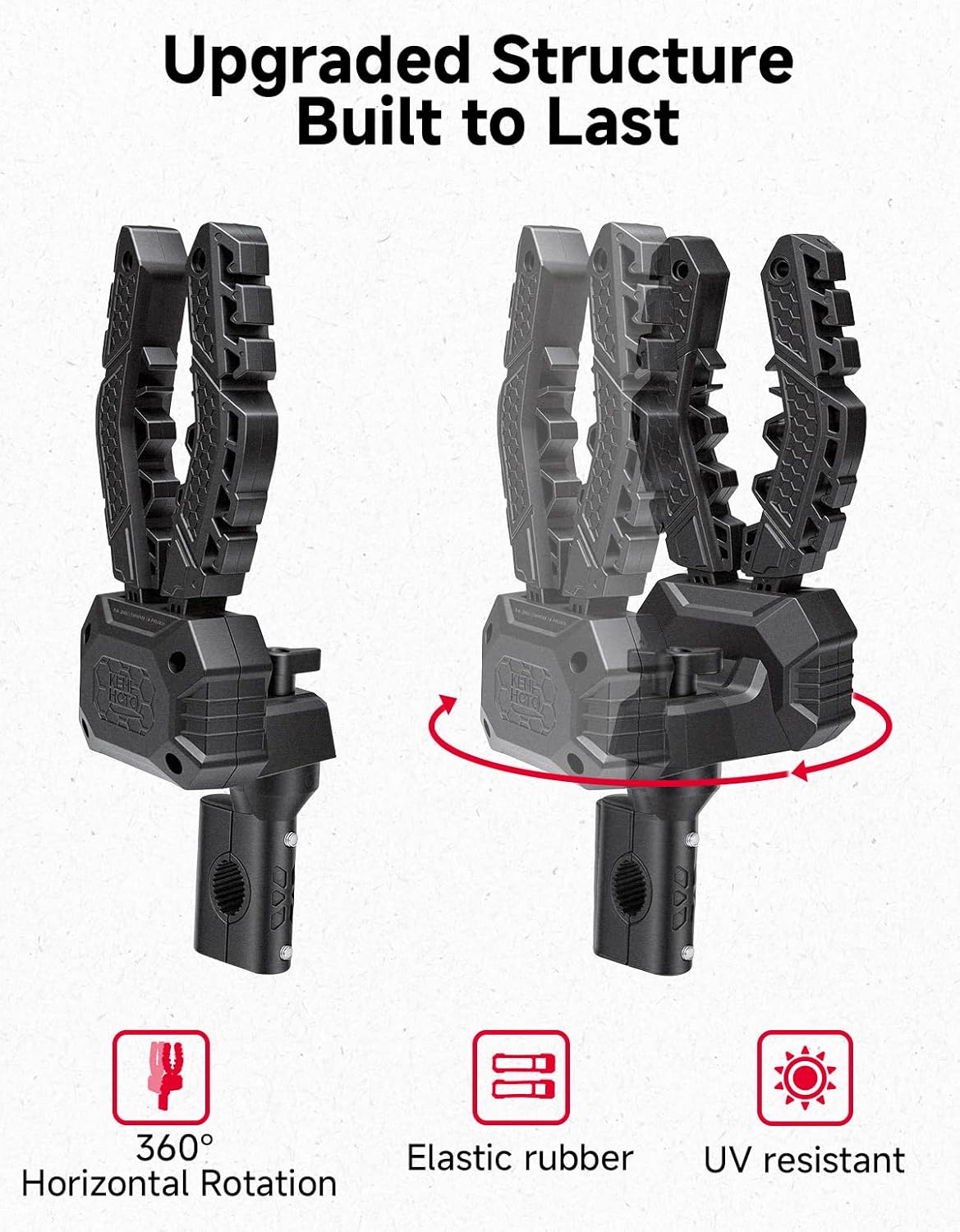 KEMIMOTO Tool Rack for ATV, Auto-Clamp Hunting Tool Mount, Hands-Free Bow Holder Grips with Rubber Straps, Fits ATVs Hunting Strollers Bike Snowmobiles Mobility Scooters (0.75-1.25 in Round Tubes)