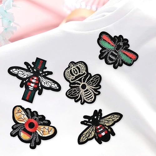 Miniatura 5 de PGMJ 24 Pieces Cute Insect Patches Applique Sew Iron on Embroidered Sewing Iron on Bees Patches Sewing Patch Bags Jackets Jeans Clothes Caps (K27_1)