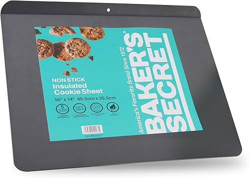 Miniatura 9 de Baker's Secret 2 bandejas aisladas para galletas de 16 x 14 pulgadas, doble pared aislada de acero al carbono, para hornear, asar y cocinar, apta