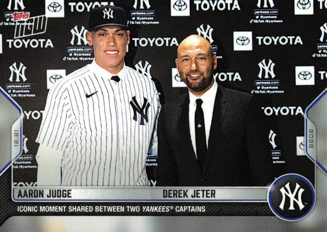 2022 Topps Now #OS-55 Aaron Judge Derek Jeter Baseball Card - Iconic Moment Shared Between Two Yankees Captains