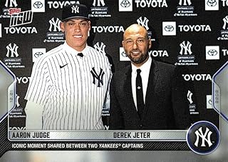 2022 Topps Now #OS-55 Aaron Judge Derek Jeter Baseball Card - Iconic Moment Shared Between Two Yankees Captains
