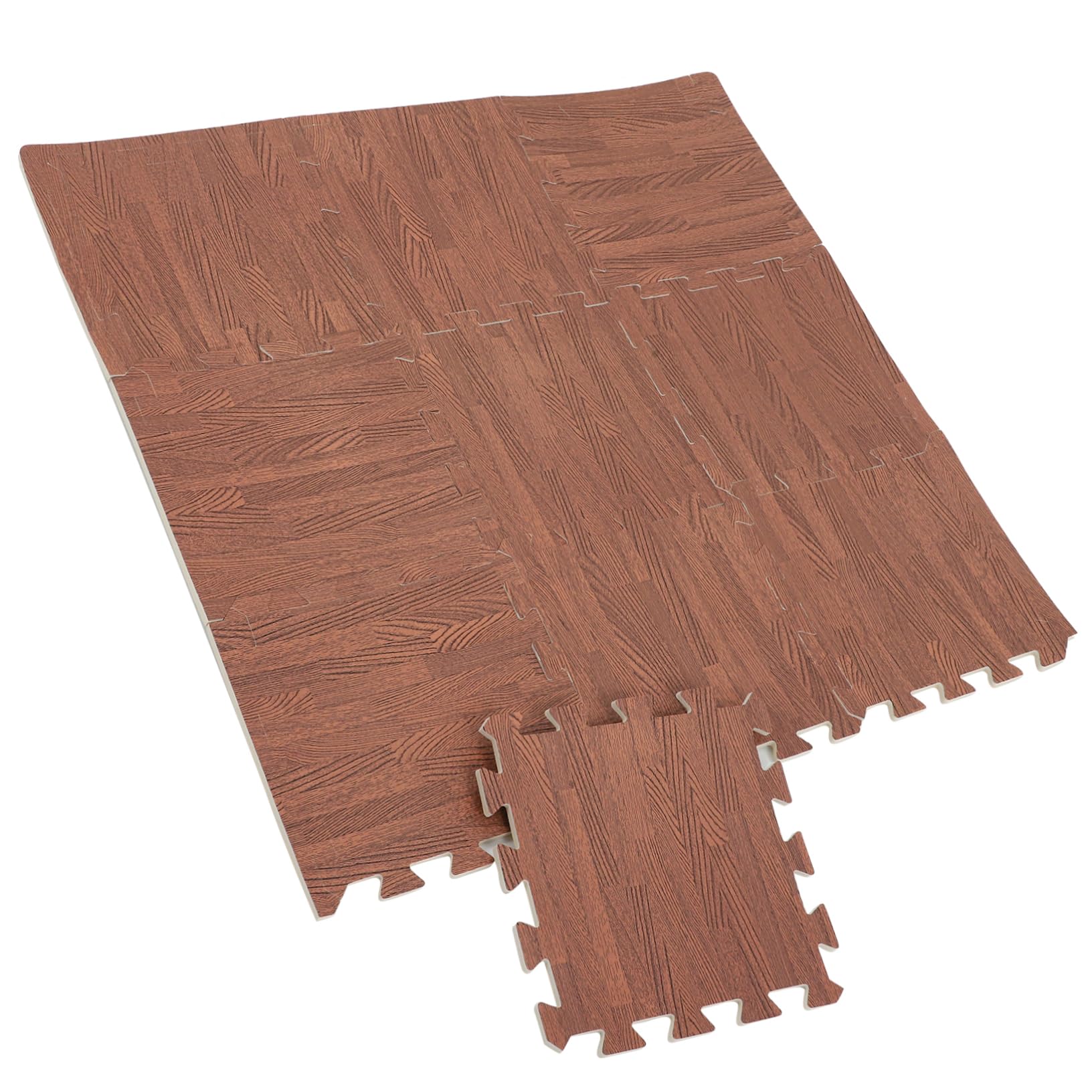 Yardwe Wood Grain Puzzle Floor Mat Non-Skid Waterproof for Home Kitchen Gym