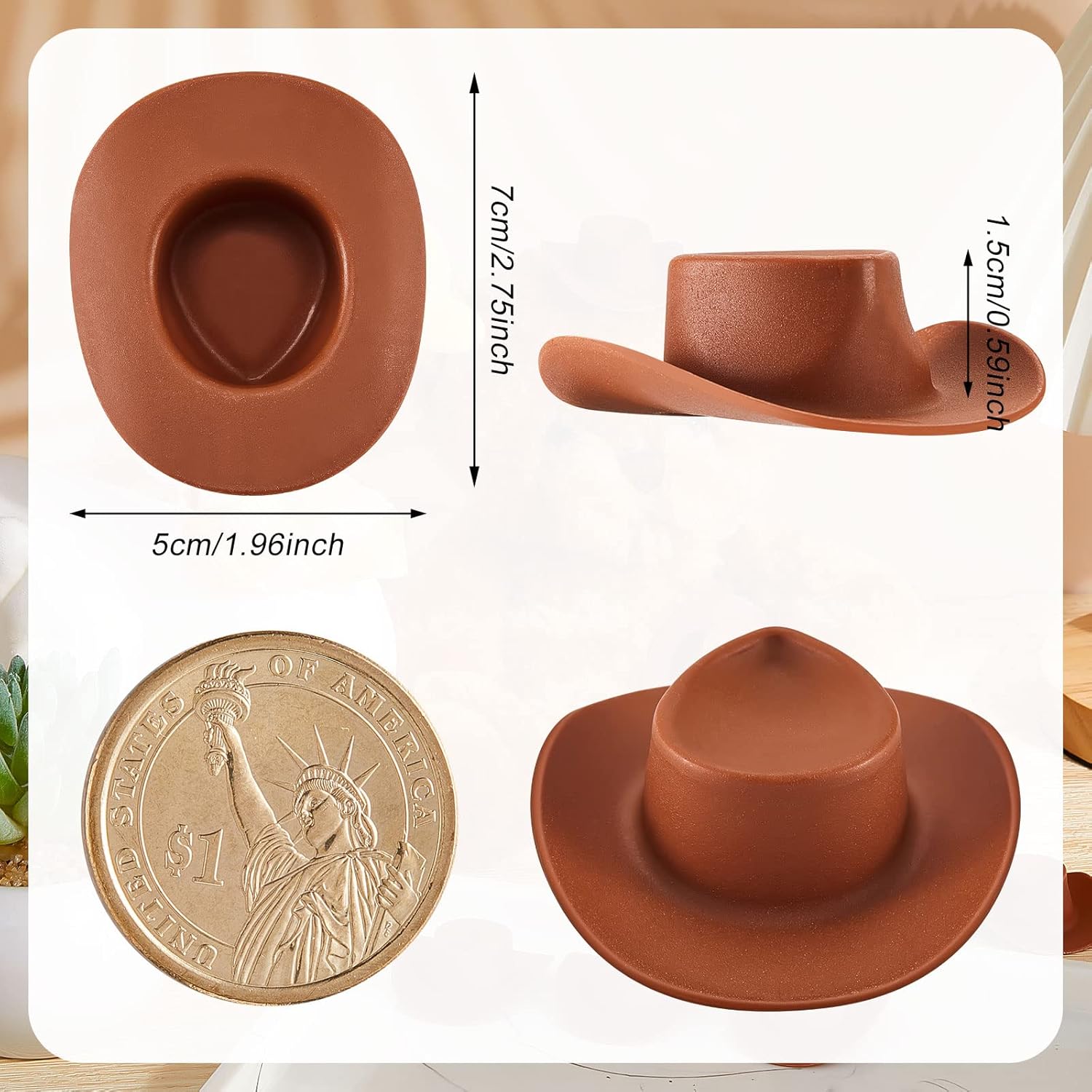 40 Pcs Plastic Mini Cowboy Hat Party Favor Tiny Cowboy Hats Cute Miniature Western Cowgirl Hat Cupcake Toppers Craft Doll Party Toy Accessories for Dollhouse Decorations Supplies