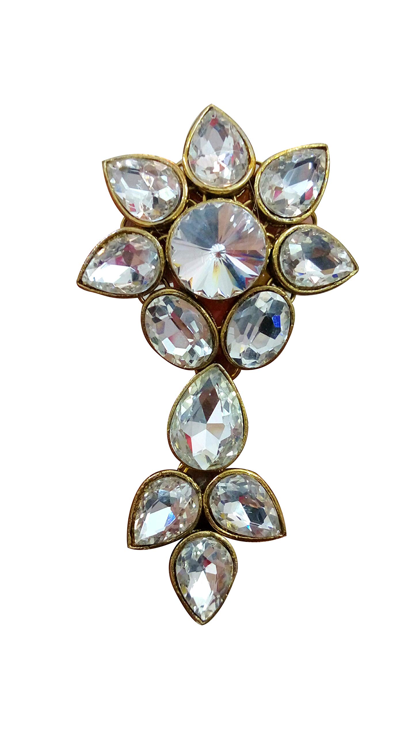 White Copper Kundan Saree Pin for Women-image-18