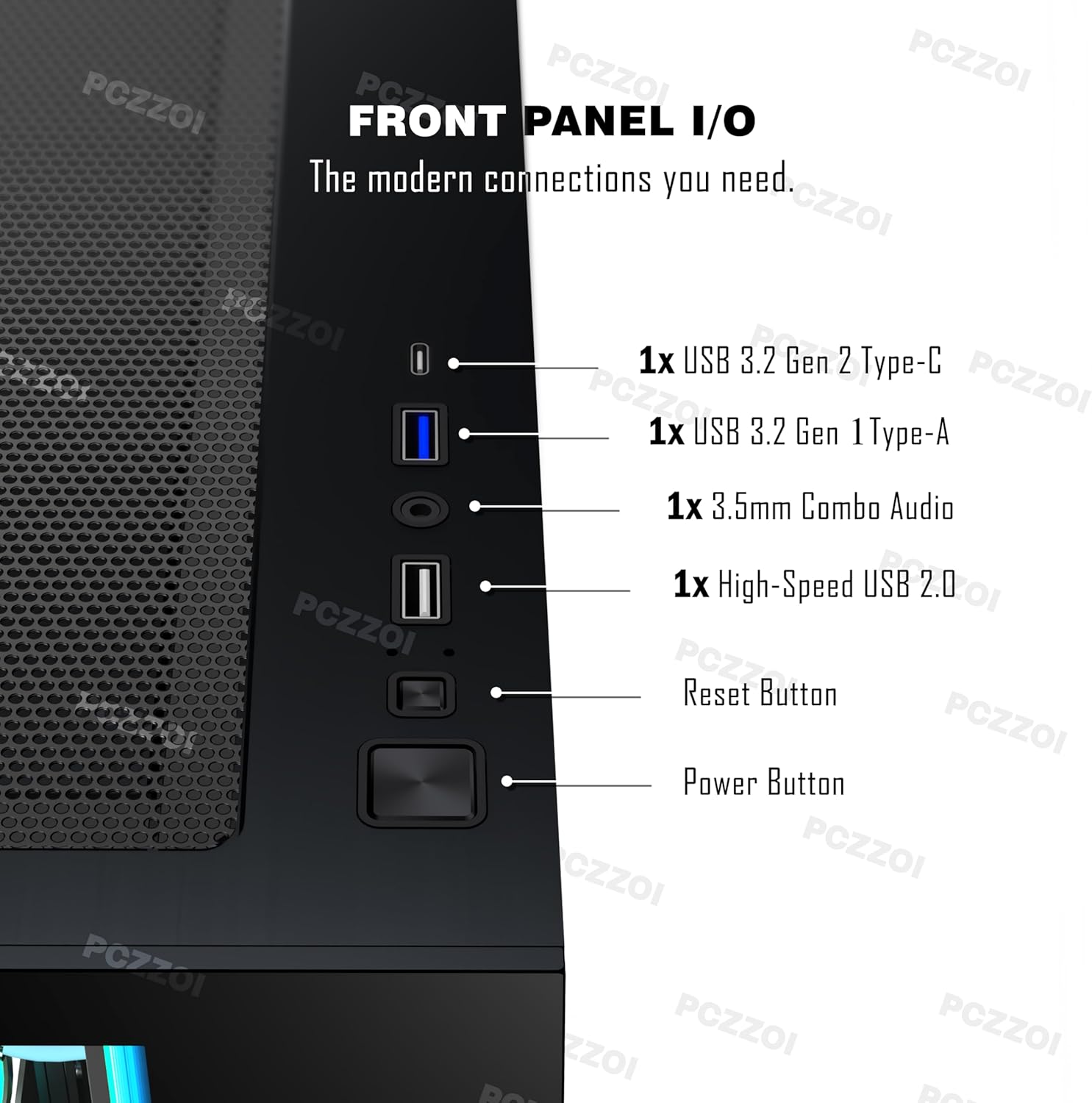 KEDIERS PC CASE ATX 4 Fans Pre-Installed, Type-C Mid Tower Computer Case with Full-View Dual Tempered Glass, Gaming PC Case,Black,K4