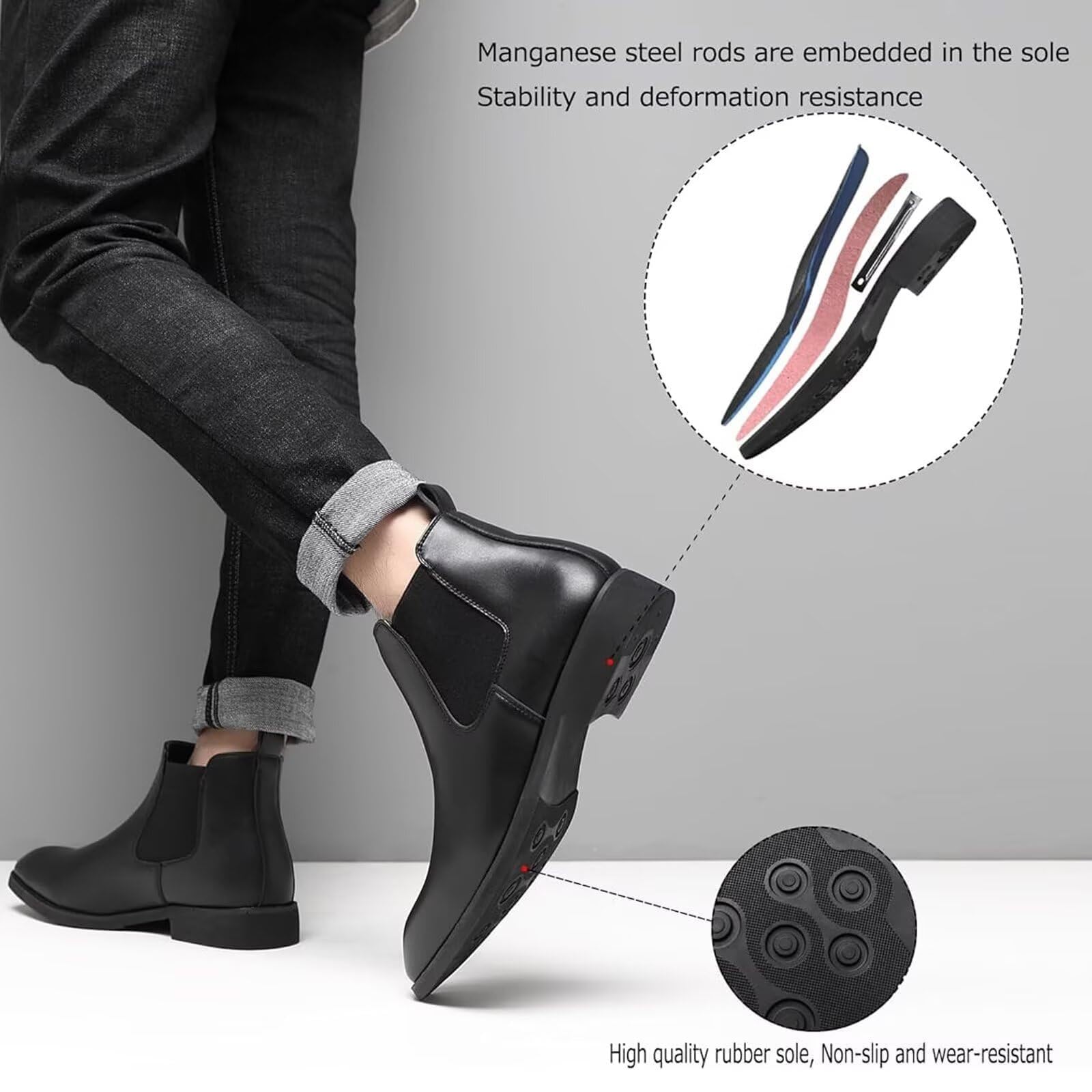 SANNAX scarpe da uomo Chelsea boots Stivaletti vintage alla moda Business high-top casual da uomo Mocassini formali