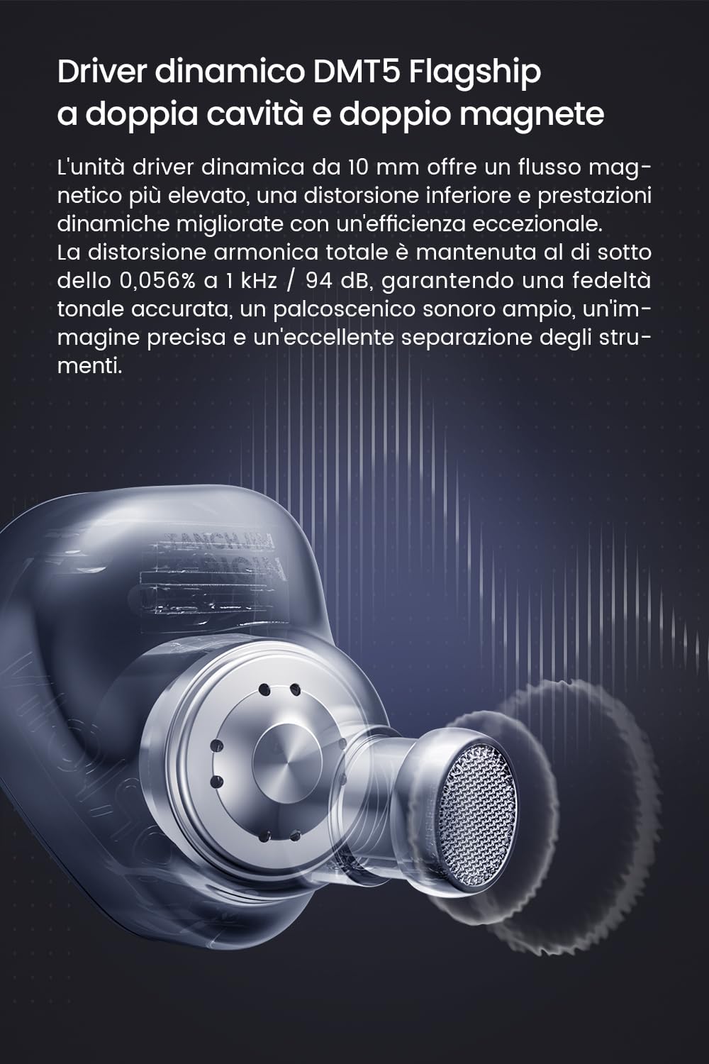 TANCHJIM ORIGIN Auricolari Cablati In-Ear, IEM 1DD DMT5 con Voce Migliorata, Cavo Scollegabile 2Pin 0.78 e 3 Ugelli di Accordatura, Doppio Circuito Magnetico a Bassa Distorsione per Audiofili