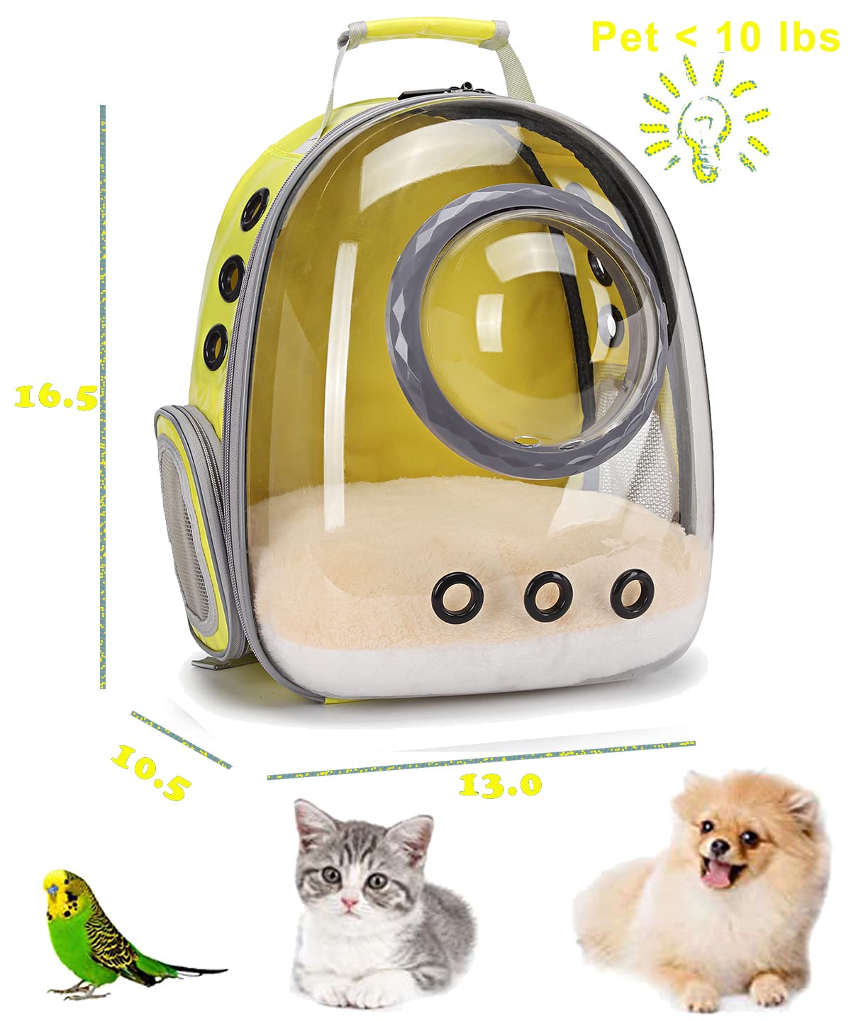 Sac à Dos pour Chat, Sac à Dos à Bulles pour Chat, Chaton, Petit Chiot et Lapin, Capsule Spatiale, Sac à Dos à Bulles pour Chat, approuvé par la Compagnie aérienne, imperméable