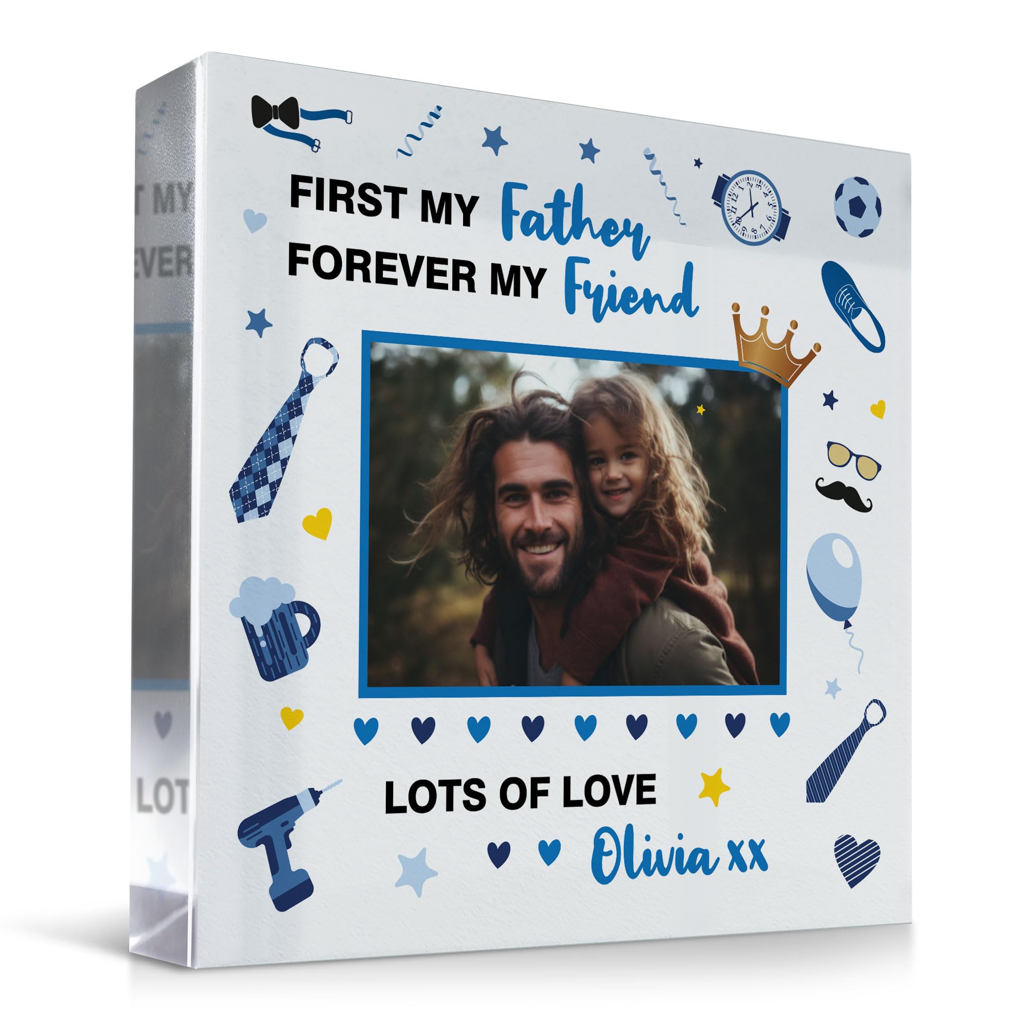 Red Ocean Gift For Dad On Fathers Day Birthday Personalised Block Forever My Friend Dad Gifts From Daughter Son Thank You Dad Gifts From Daughter Son Keepsake