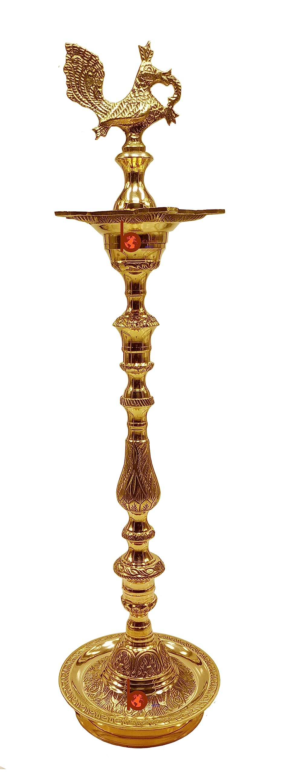 Brass Kuthuvilakku/Peacock Mahabharat Diya/Inauguration Lamp Traditional Embossed and Elegant Design Best Vilakku for Temple Puja Home Decoration Festival Gifts(Height 27 INCH) Golden (1)-image-35