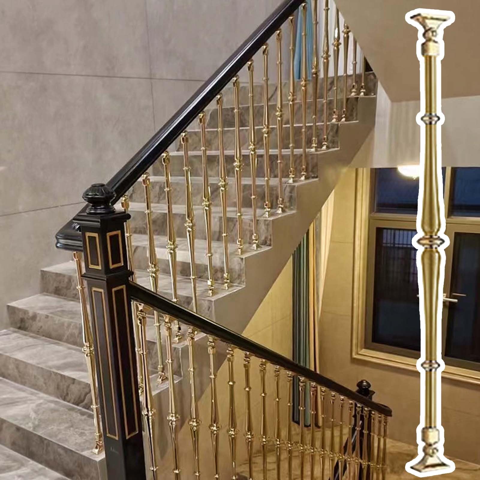Balustres d'escalier intérieurs dorés haut de gamme avec embout articulé