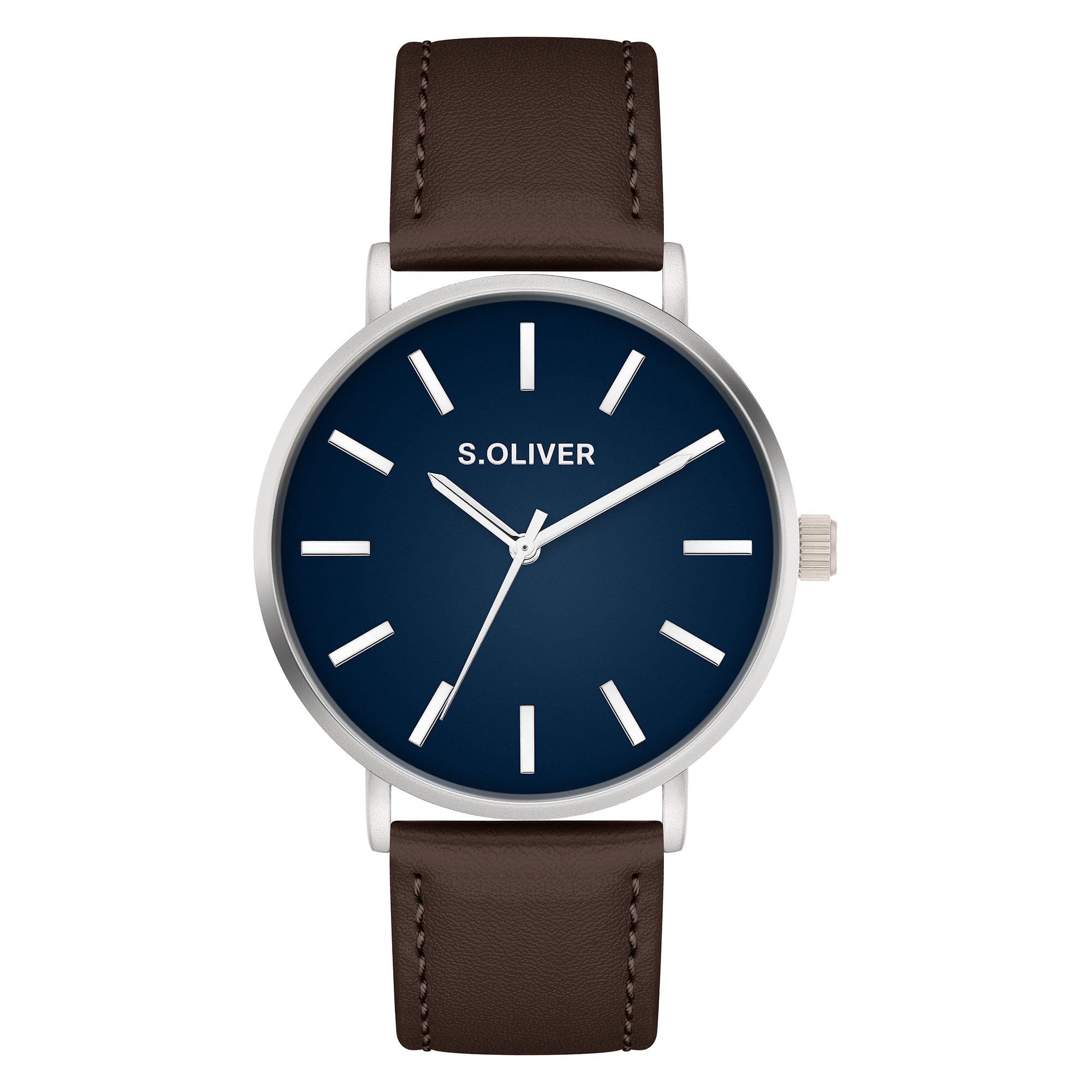 s.Oliver Men's Watch, Round, IP Green, 40 mm, Metal Watch with Quartz Movement on Faux Leather Strap with Folding Clasp, Analogue Watch, 3 ATM Waterproof, Scratch-Resistant
