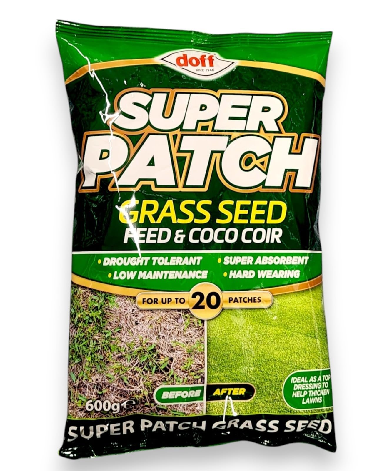 Super Patchs Grass Seed Feed & Coco Coir Covers up to 20 Patches Ideal for Thicker Lawns & Top Dressing