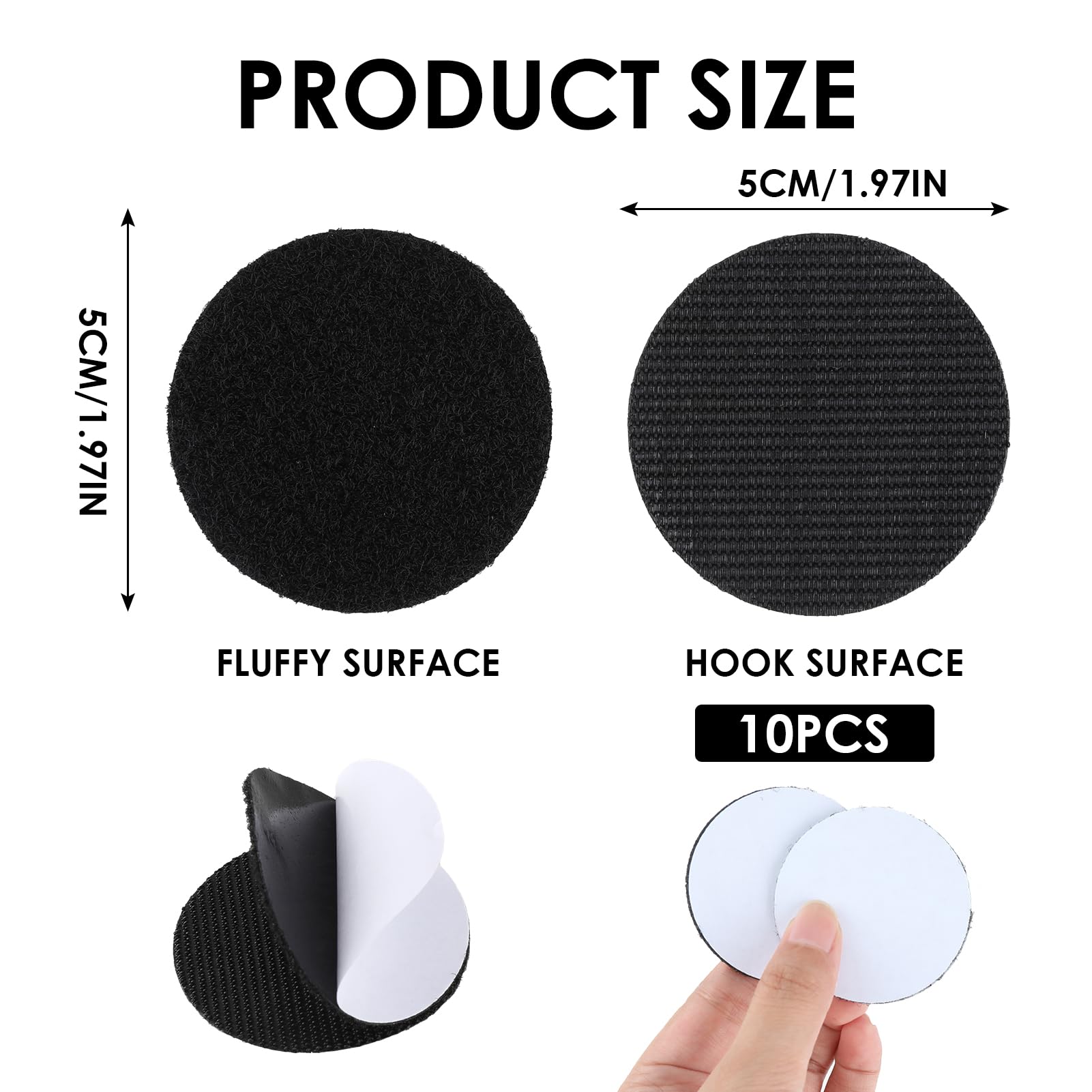 10 Pezzi Velcro Tondo Adesivo Forte - Biadesivo 5cm Diametro, Riutilizzabile | Per Casa, Ufficio, Foto