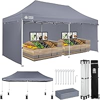 Vista 13 de CROWN SHADES Tienda de campaña comercial con toldo instantáneo comercial de 10 x 10 pulgadas con bloqueo central, tela 300D, 4 paredes laterales