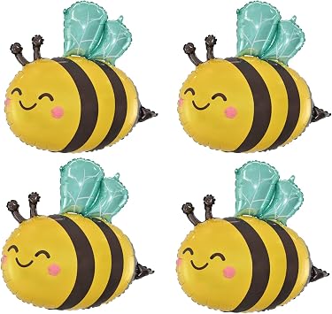 Bee Balloons Birthday Party Decorations Supplies for Wedding & Baby Shower, 4 Pack