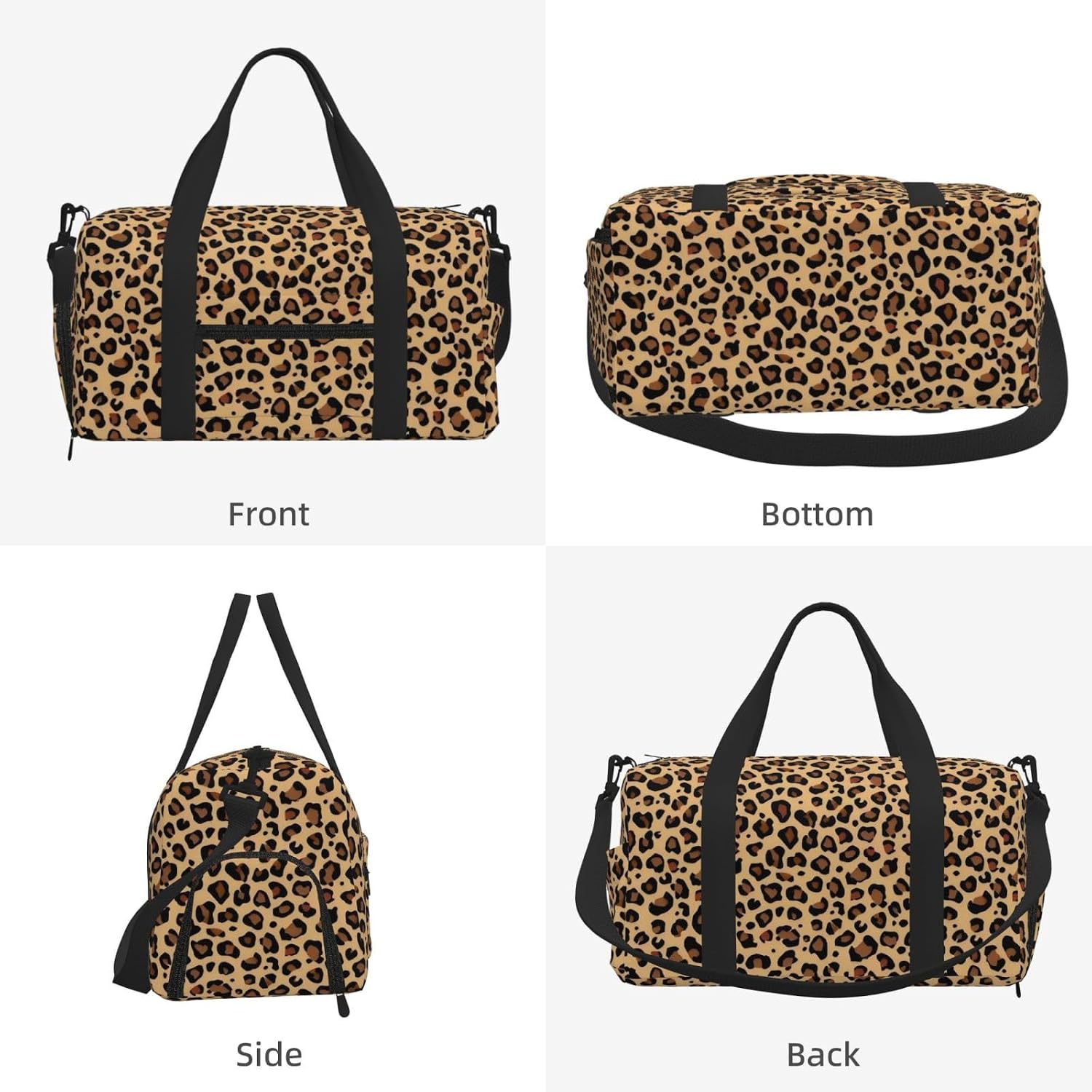 Fiokroo Sports Gym Bag Leopard Print Brown Travel Duffel Bag For Men Women With Shoe Compartment Water Resistant Gym Bag Carry On Duffel Bag For Weekend Traveling Yoga Gym Sports