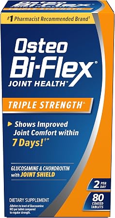 Osteo Bi-Flex Triple Strength Glucosamine Chondroitin Supplement, Improve Joint Function, Strength, Flexibility, Mobility 80 Coated Tablets