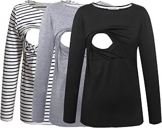 Smallshow Women's Maternity Nursing Tops Comfy Long Sleeve Breastfeeding T-Shirt Price In India
