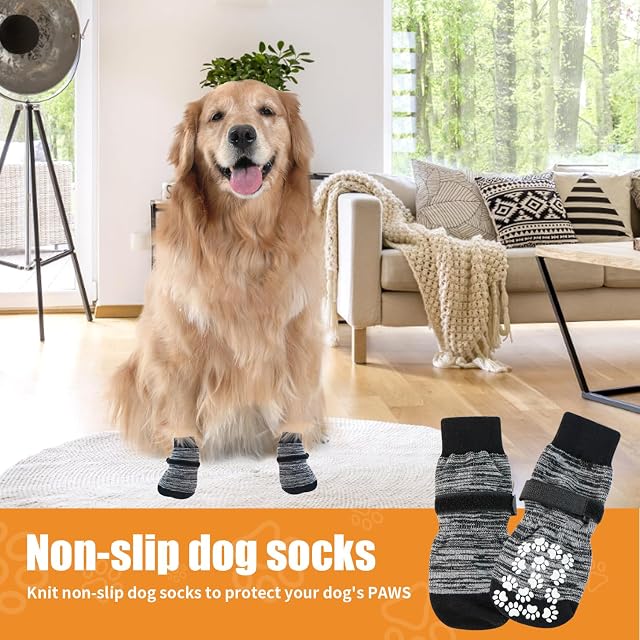 Foto 4 de 8 de Zapatos para Perros, Patucos Perro con Correa Ajustable, Calcetines Perro para Uso en Interiores