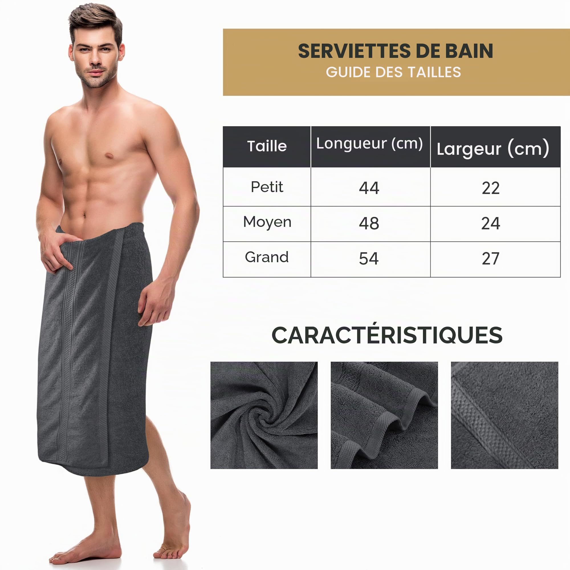 Utopia Towels - Lot de 4 Serviettes de Bain (69x137 cm) - 100% Coton filé à l'anneau, séchage Rapide, très absorbantes, Douces au Toucher, parfaites pour Un Usage Quotidien - Gris