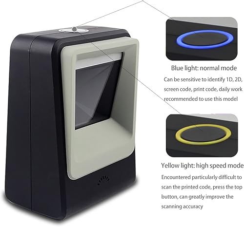 Miniatura 4 de Escáner de código de barras QR 2D, symcode Omnidireccional Manos Libres USB Lector de Código de Barras Automático para Pagos Móviles Computadora