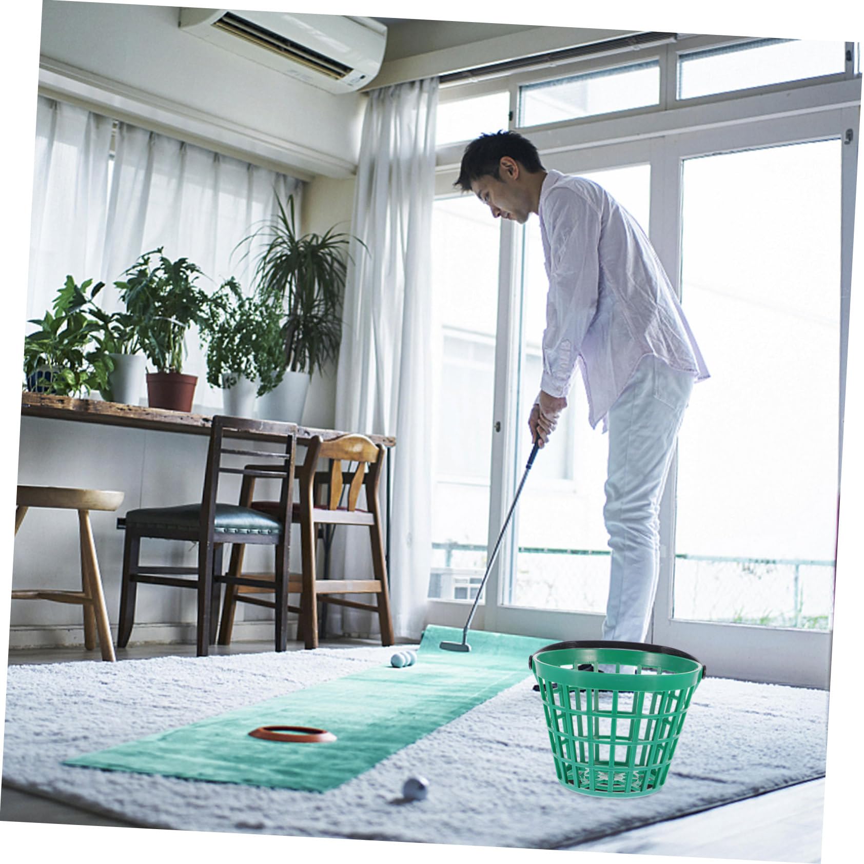GALPADA Cubo de Almacenamiento para Bolas de Golf de Nylon con Asa Cesta Plástica Ligera y Apilable para Práctica y Transporte de Golf