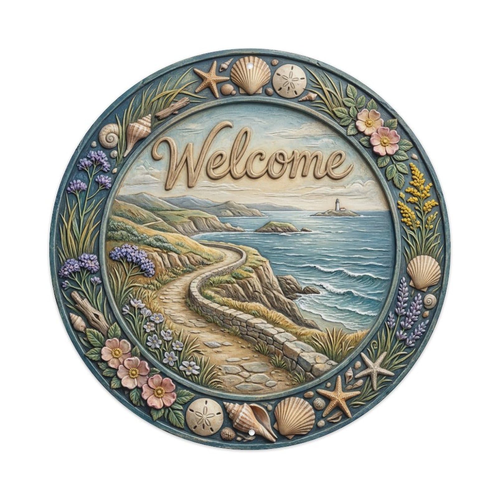 Tgrcjimh Style Metal Tin Sign Coastal Path Welcome Seaside Walk