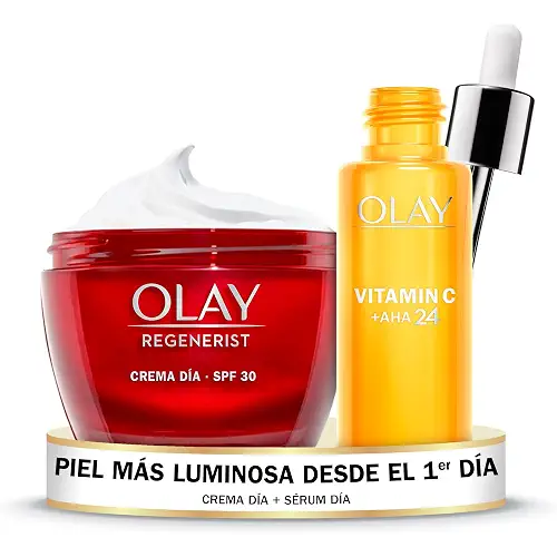 Olay Regenerist Crema Facial De Día, 24h, 50 ml + Olay Sérum De Día Vitamina C + AHA24, 40 ml