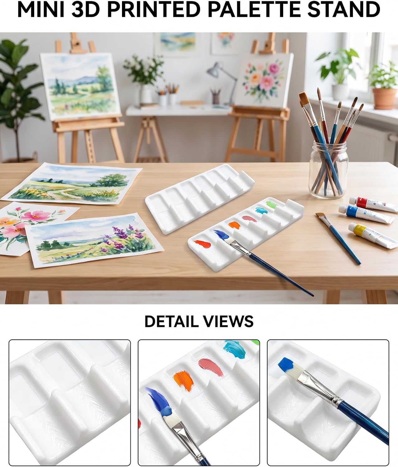22Pcs 3D Paint Brush Holder with 12 Slots Brush Organizer for Artists