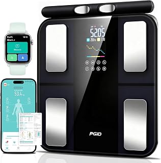 Smart Scale for Body Weight,8-Electrode Digital Bathroom Scale for Weight Fat BMI Muscle Mass Full Body Composition Analyzer 28 Measurements Accurate Weighing Machine Syncs w App for 24 Users
