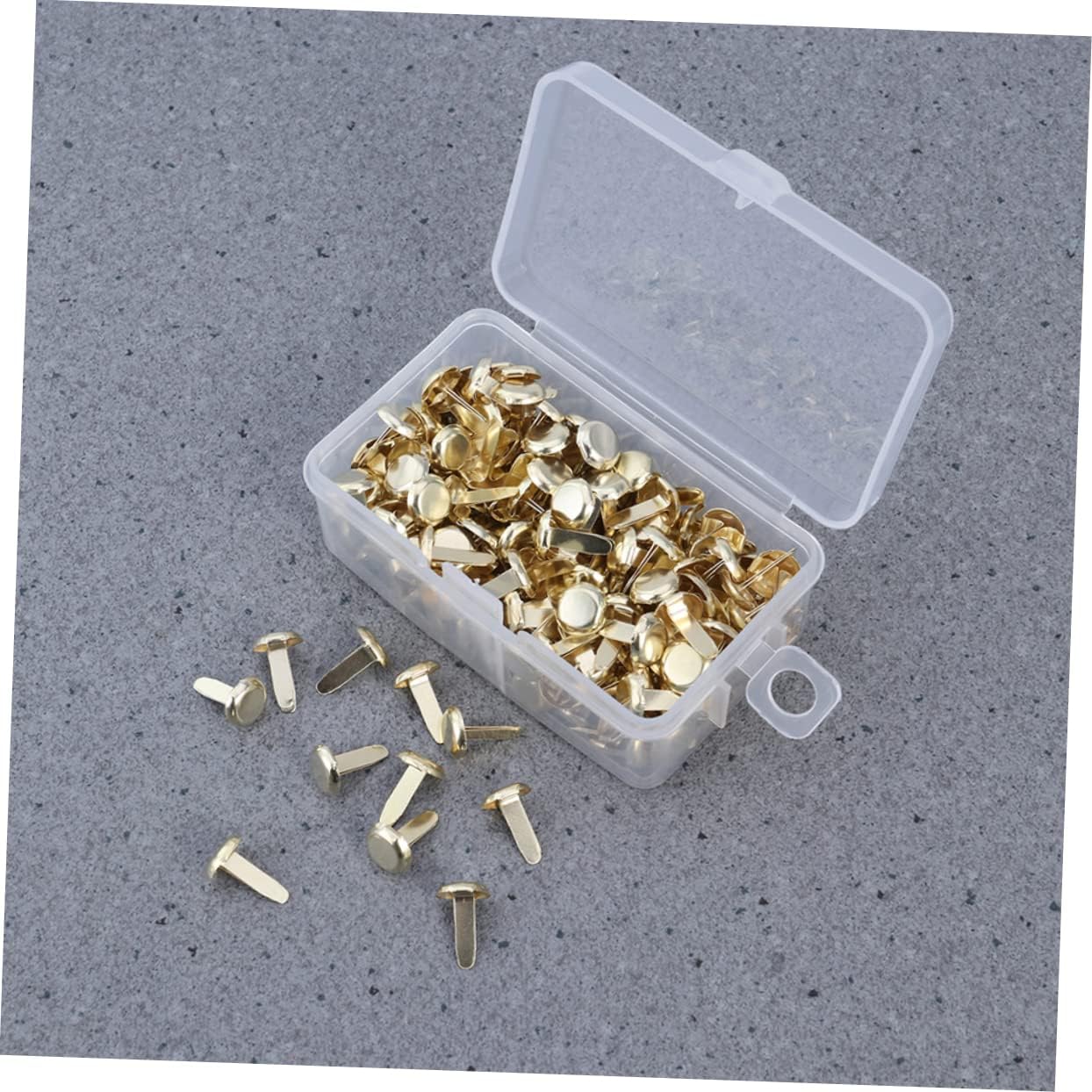 OHPHCALL 500PCS Electroplating Metal Brads Fasteners for Crafts DIY Round Paper Fasteners in Silver and Gold with Storage Box for Scrapbooking and Office Use
