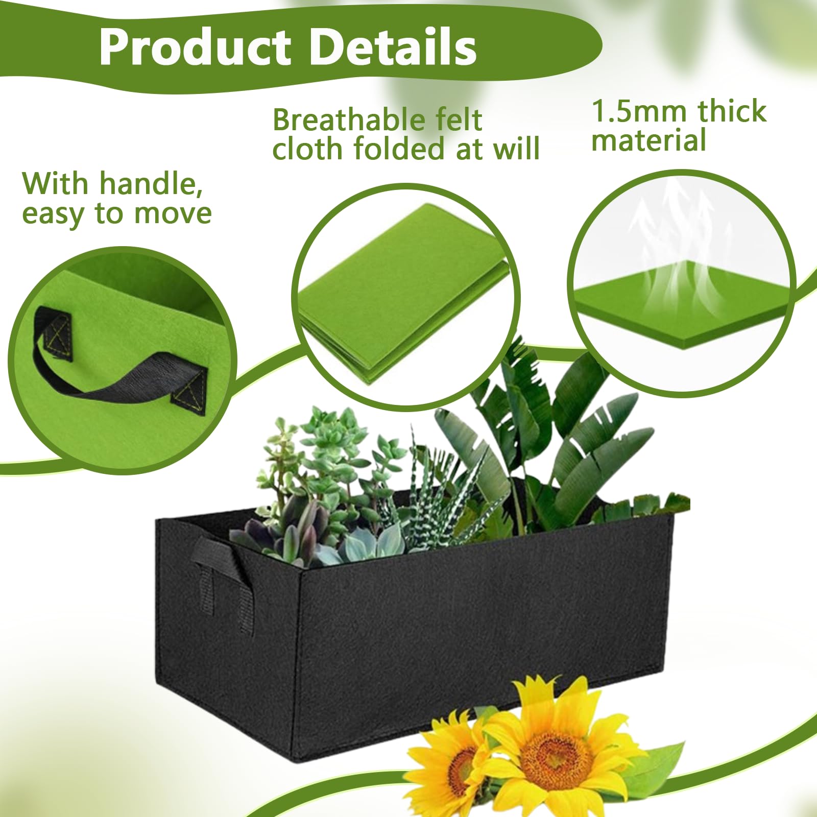 Sac De Plantation Non Tissé 8 Compartiments - 480L, Dimensions 180x90x30cm, Pour Potager Balcon, Terrasse, Toit