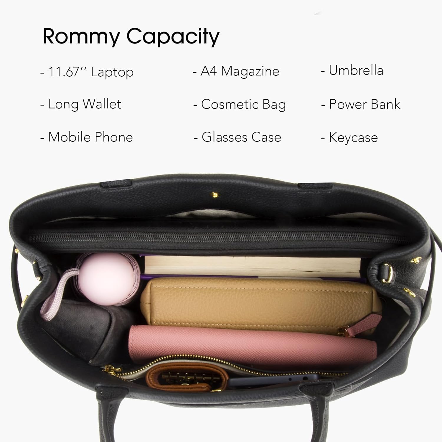 Full-Grain Cow Leather Top Handle Satchel, Tote Bag for Women Work and Shoulder Crossbody Bag with Adustable Strap - Image 7