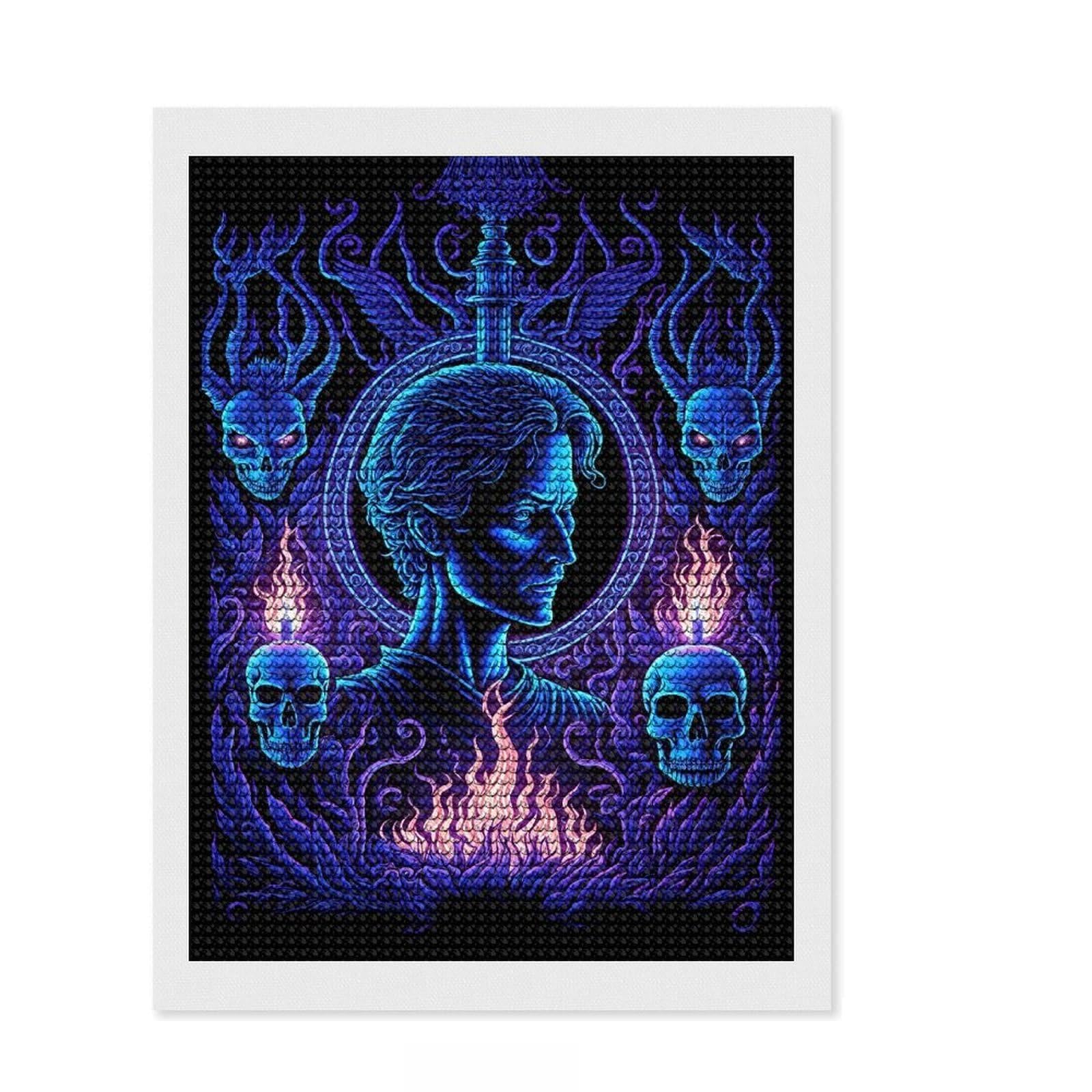 Junmoney Haunted Diamond Art Kit 12"x16", Full Kit Included, Easy to Enjoy, Bedroom Decor, Festive Craft Gift, Simple to Start
