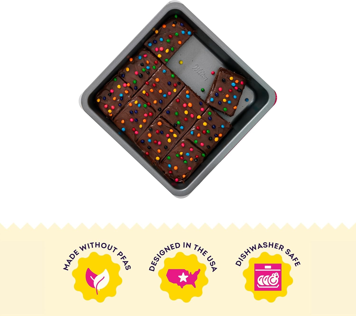 Wilton Silver Non-Stick 8 x 8 Inch Square Brownie Cake Pan, Stainless Steel Bakeware, Made without PFAS, Packaging May Vary - Image 2